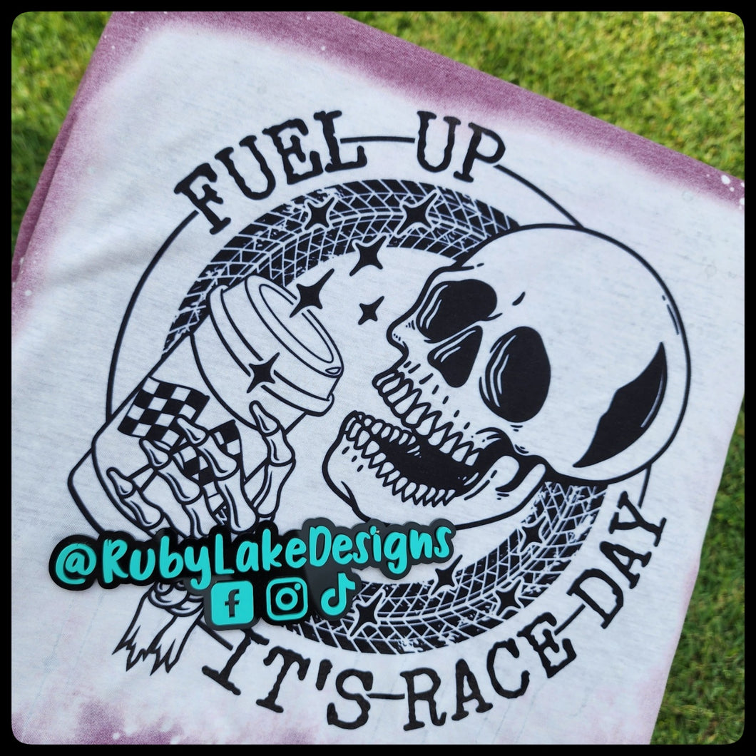 FUEL UP IT’S RACE DAY B&W BLEACHED TEE