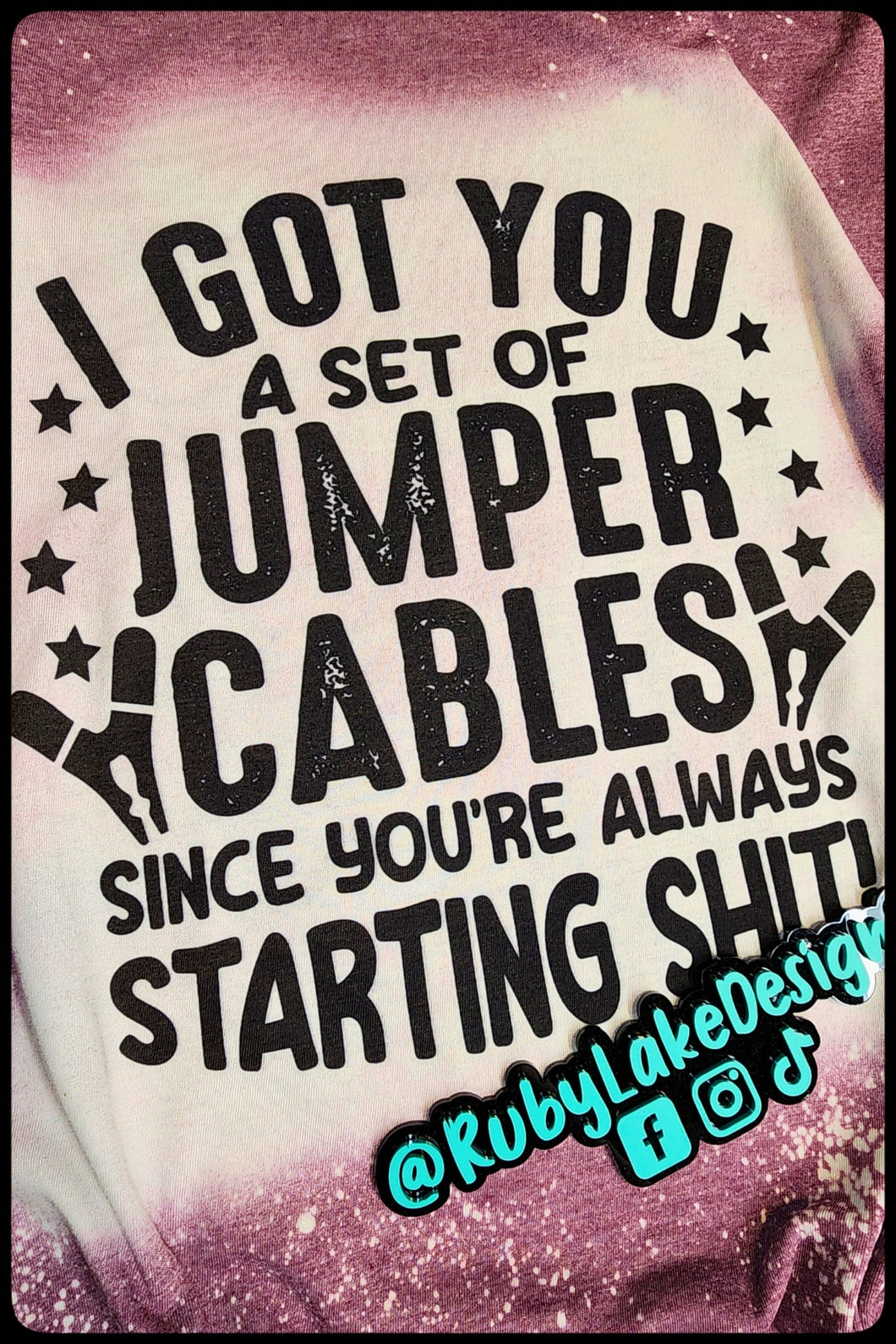 JUMPER CABLES FUNNY BLEACHED TEE